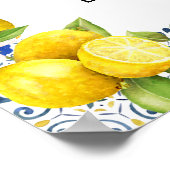 Lemon und Blue Tiles Wedding Begrüßungszeichen Poster (Ecke)