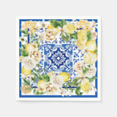 Lemon und Blume im Sommer im Mittelmeer Serviette (Vorderseite)
