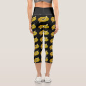 Lemon und Creme Design Muster in schwarz Capri Leggings (Rückseite)