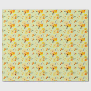 Lemon und gelbes Rosenblumenmuster Geschenkpapier