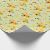Lemon und gelbes Rosenblumenmuster Geschenkpapier (Ecke)