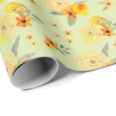 Lemon und gelbes Rosenblumenmuster Geschenkpapier (Rolleneckpunkt)