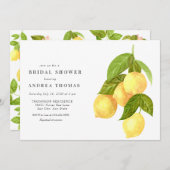 Lemon und Greenery | Botanisches Brautparty Einladung (Vorne/Hinten)