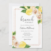Lemon und Greenery Brunch und Bubbly Brautparty Einladung (Vorderseite)