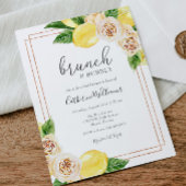 Lemon und Greenery Brunch und Bubbly Brautparty Einladung