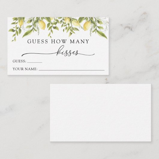 Lemon und Greenery schätzen wie viele Kisses Begleitkarte (Vorne/Hinten)