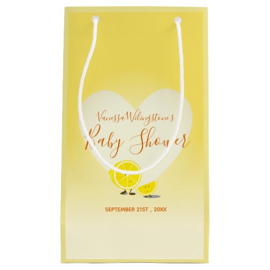 Lemon und Lemon Slice Baby Dusche Herz Gelb Kleine Geschenktüte (Vorderseite)