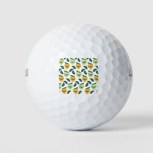 Lemon und Limon Citrus Cartoon Illustration Golfball (Vorderseite)