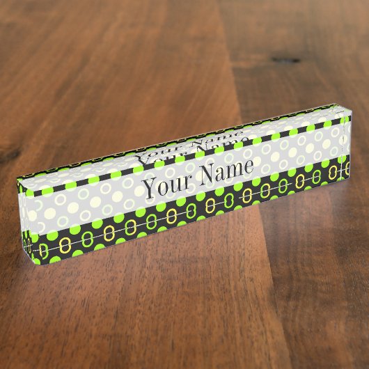 Lemon und Limone Ringe und Polka Dots von ST. Aylo Namensplakette (Seite)