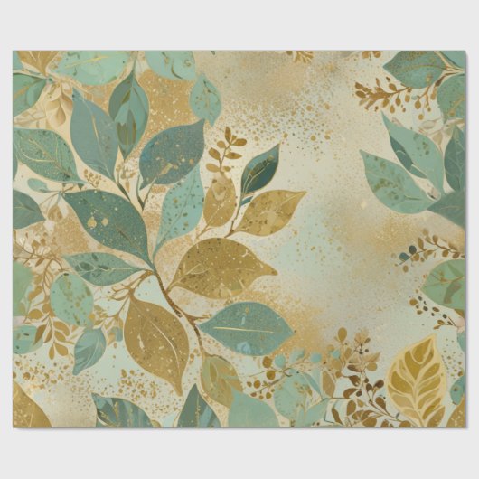 Lemon und Minze Abstrakte Goldflora des Glitzer Geschenkpapier (Flach)