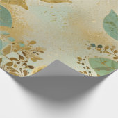 Lemon und Minze Abstrakte Goldflora des Glitzer Geschenkpapier (Ecke)