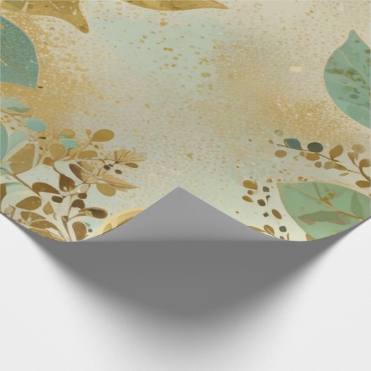 Lemon und Minze Abstrakte Goldflora des Glitzer Geschenkpapier (Ecke)