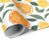 Lemon und Orange Citrus Muster Geschenkpapier (Rolleneckpunkt)