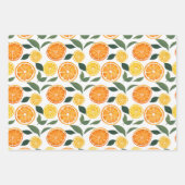 Lemon und Orange Citrus Muster Geschenkpapier Set (Vorderseite)