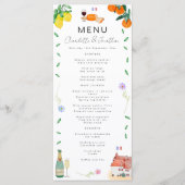 Lemon und Orange French Boho Citrus Wedding Menükarte (Vorderseite)