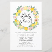 Lemon und Pink Rose Wreath Baby Dusche laden ein (Vorderseite)