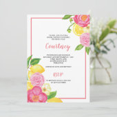 Lemon und Rosa Brautparty Party Einladung (Stehend Vorderseite)