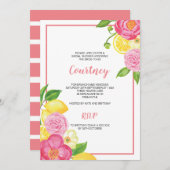 Lemon und Rosa Brautparty Party Einladung (Vorne/Hinten)