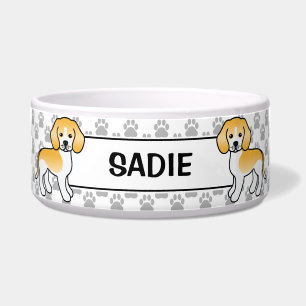 Lemon und weißer Beagle süßer Cartoon-Hund & Name Napf