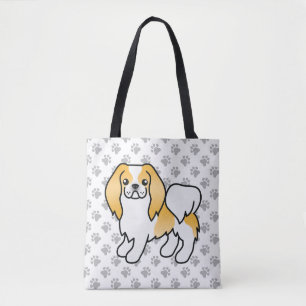 Lemon und weißer japanischer Chin Cartoon-Hund & P Tasche