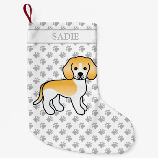 Lemon und White Beagle Niedlicher Cartoon Dog & Na Kleiner Weihnachtsstrumpf (Vorderseite)
