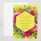 Lemon Vibrant Flora Wedding Einladung (Vorne/Hinten)