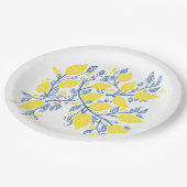 Lemon Vines Holzschnitt Papierplatte Pappteller (Schrägansicht)