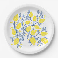 Lemon Vines Holzschnitt Papierplatte