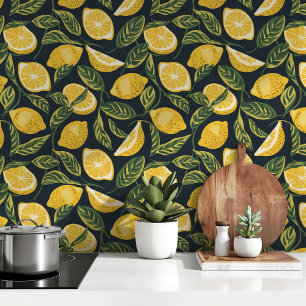 Lemon Wallpaper Grove Delight: Lebhafter Citrus Tapete