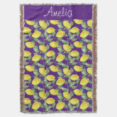 Lemon Wasserfarbe lila Muster niedlich Mädchenname Decke (Vorderseite Vertikal)
