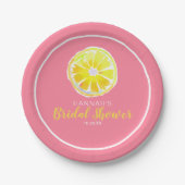 Lemon Wasserfarbe mit rosa Brautparty Pappteller (Vorderseite)