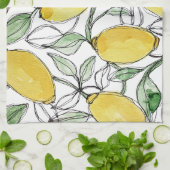 Lemon Wasserfarbe Print Geschirrtuch (Gefaltet)