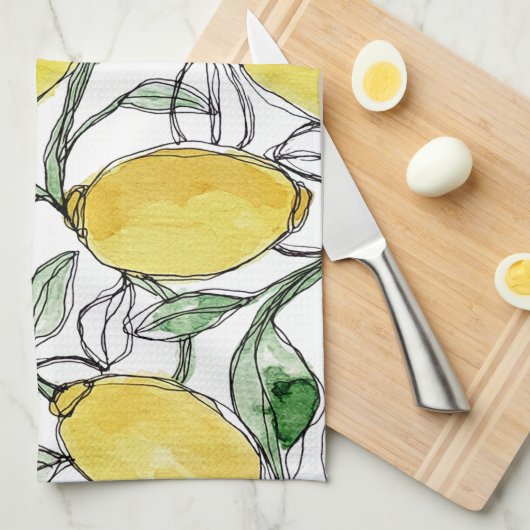 Lemon Wasserfarbe Print Geschirrtuch (Viertel Falte)