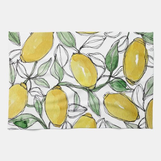 Lemon Wasserfarbe Print Geschirrtuch (Horizontal)
