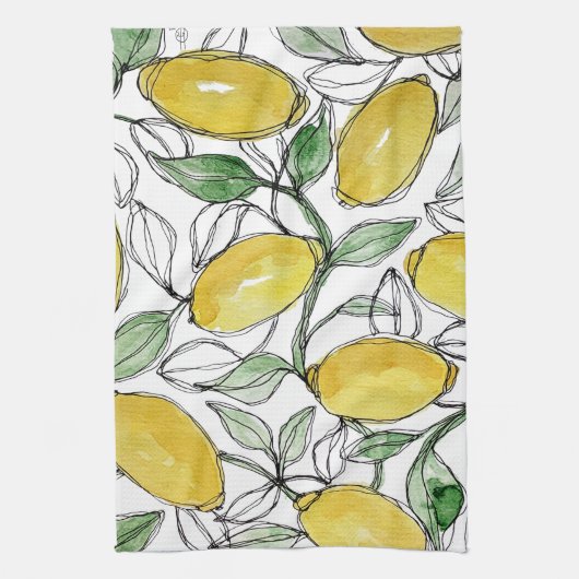 Lemon Wasserfarbe Print Geschirrtuch (Vertikal)