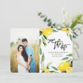 Lemon Wasserfarbe Save the Date mit Foto (Stehend Vorderseite)