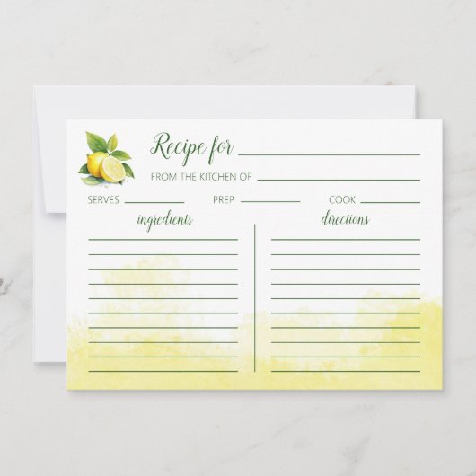 Lemon Wasserfarbene Flachkarte (Vorderseite)
