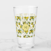 Lemon Wasserfarbmuster mit Anfangsmonogramm Glas (Vorderseite)