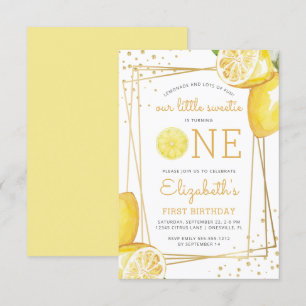 Lemon Watercolor 1. Geburtstags-Party Einladung