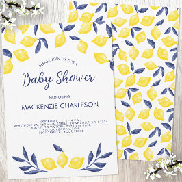 Lemon Watercolor Babydusche Einladung