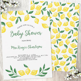 Lemon Watercolor Babydusche Einladung