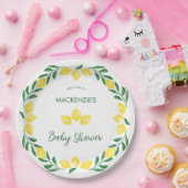 Lemon Watercolor Babydusche Personalisiert Pappteller (Party)