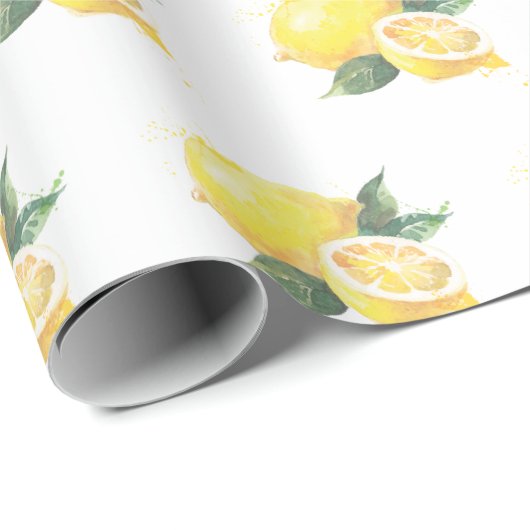 Lemon Watercolor Besondere Anlass Geschenkpapier (Rolleneckpunkt)