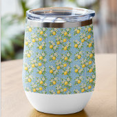 Lemon Watercolor Blue Mediterranean Tile Pattern