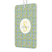 Lemon Watercolor Blue Mediterranean Tile Pattern Autolufterfrischer (Links)