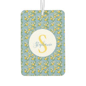 Lemon Watercolor Blue Mediterranean Tile Pattern Autolufterfrischer (Rückseite)