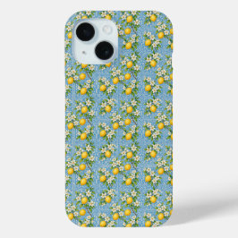 Lemon Watercolor Blue Mediterranean Tile Pattern Case-Mate iPhone Hülle