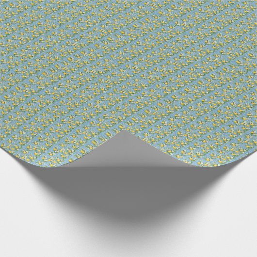 Lemon Watercolor Blue Mediterranean Tile Pattern Geschenkpapier (Ecke)