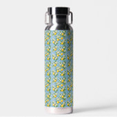 Lemon Watercolor Blue Mediterranean Tile Pattern Trinkflasche (Vorne)