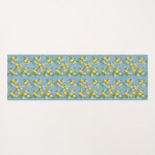 Lemon Watercolor Blue Mediterranean Tile Pattern Yogamatte (Rückseite (Horizontal))